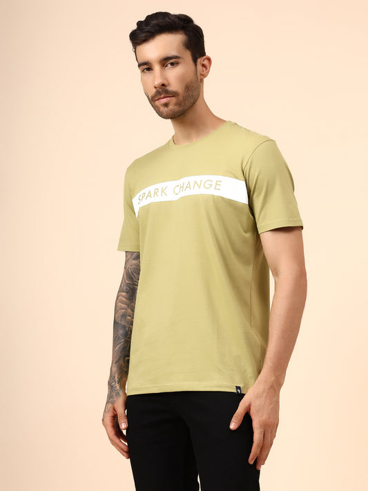 T-Shirt for Men | Breathable & Soft with Color Fastness Regular Fit Round Neck Cotton Blend Fabric Printed Pattern