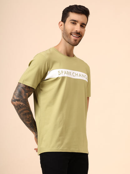 T-Shirt for Men | Breathable & Soft with Color Fastness Regular Fit Round Neck Cotton Blend Fabric Printed Pattern