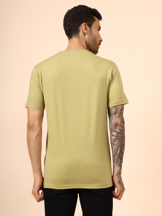 T-Shirt for Men | Breathable & Soft with Color Fastness Regular Fit Round Neck Cotton Blend Fabric Printed Pattern