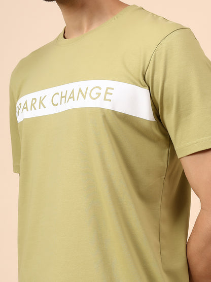 T-Shirt for Men | Breathable & Soft with Color Fastness Regular Fit Round Neck Cotton Blend Fabric Printed Pattern