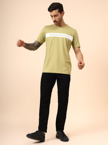 T-Shirt for Men | Breathable & Soft with Color Fastness Regular Fit Round Neck Cotton Blend Fabric Printed Pattern