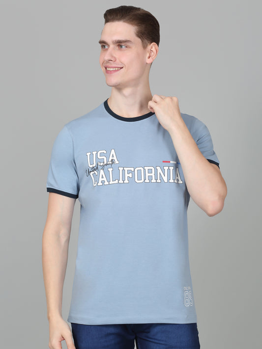 T-Shirt for Men | Breathable & Soft with Color Fastness Regular Fit Round Neck Cotton Blend Fabric Printed Pattern