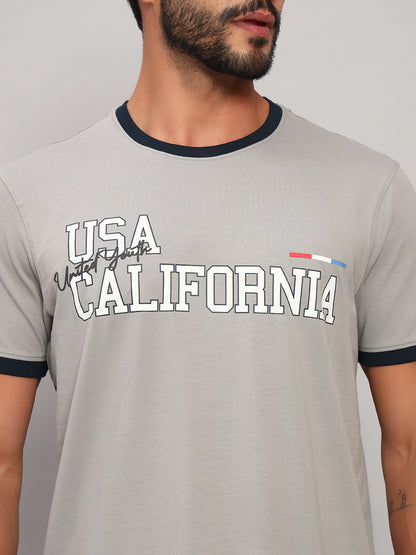 T-Shirt for Men | Breathable & Soft with Color Fastness Regular Fit Round Neck Cotton Blend Fabric Printed Pattern