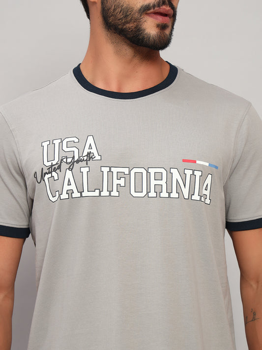 T-Shirt for Men | Breathable & Soft with Color Fastness Regular Fit Round Neck Cotton Blend Fabric Printed Pattern