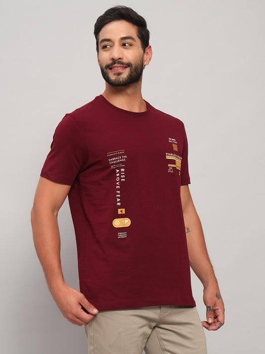 T-Shirt for Men | Breathable & Soft with Color Fastness Regular Fit Round Neck Cotton Blend Fabric Printed Pattern