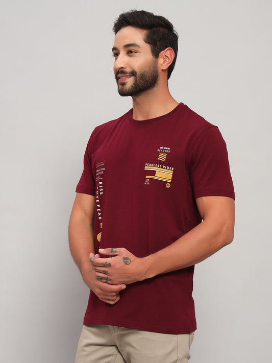 T-Shirt for Men | Breathable & Soft with Color Fastness Regular Fit Round Neck Cotton Blend Fabric Printed Pattern