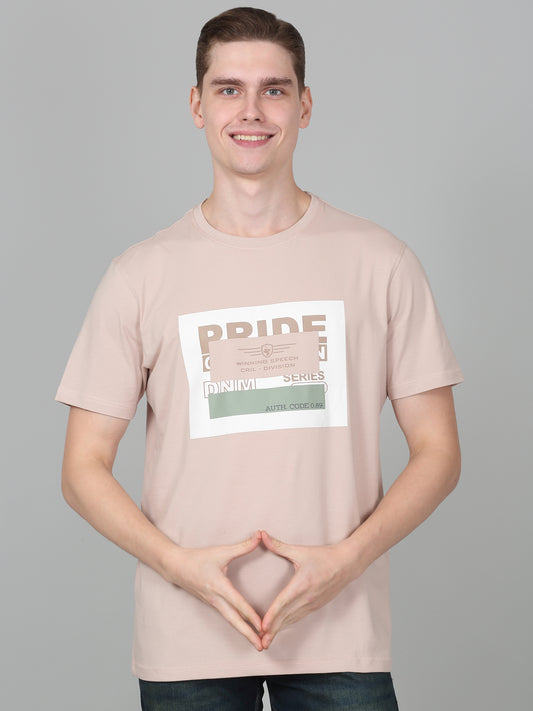 T-Shirt for Men | Breathable & Soft with Color Fastness Regular Fit Round Neck Cotton Blend Fabric Printed Pattern