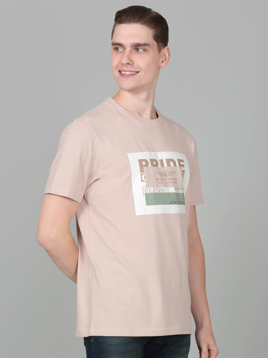 T-Shirt for Men | Breathable & Soft with Color Fastness Regular Fit Round Neck Cotton Blend Fabric Printed Pattern