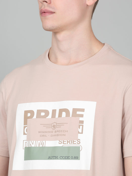 T-Shirt for Men | Breathable & Soft with Color Fastness Regular Fit Round Neck Cotton Blend Fabric Printed Pattern