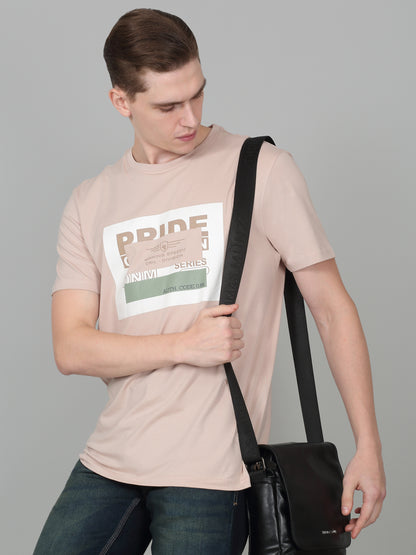 T-Shirt for Men | Breathable & Soft with Color Fastness Regular Fit Round Neck Cotton Blend Fabric Printed Pattern