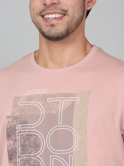 T-Shirt for Men | Breathable & Soft with Color Fastness Regular Fit Round Neck Cotton Blend Fabric Printed Pattern