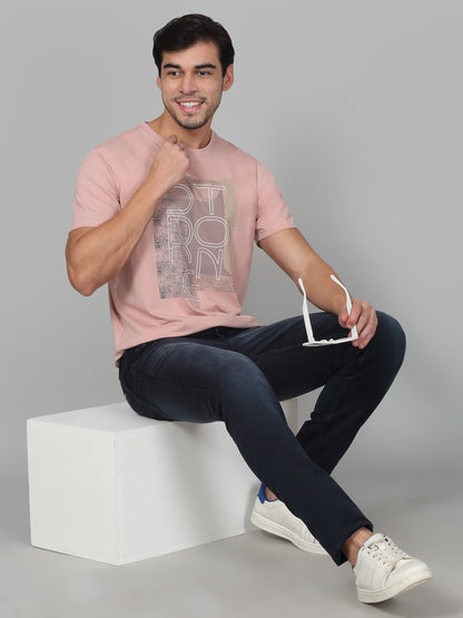 T-Shirt for Men | Breathable & Soft with Color Fastness Regular Fit Round Neck Cotton Blend Fabric Printed Pattern