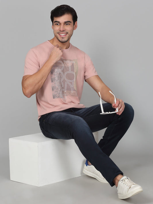 T-Shirt for Men | Breathable & Soft with Color Fastness Regular Fit Round Neck Cotton Blend Fabric Printed Pattern