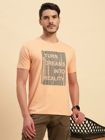 T-Shirt for Men | Breathable & Soft with Color Fastness Regular Fit Round Neck Cotton Blend Fabric Printed Pattern