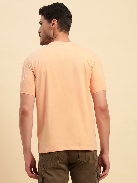 T-Shirt for Men | Breathable & Soft with Color Fastness Regular Fit Round Neck Cotton Blend Fabric Printed Pattern