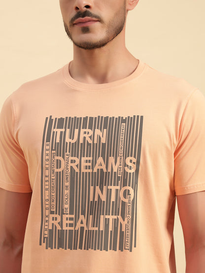 T-Shirt for Men | Breathable & Soft with Color Fastness Regular Fit Round Neck Cotton Blend Fabric Printed Pattern