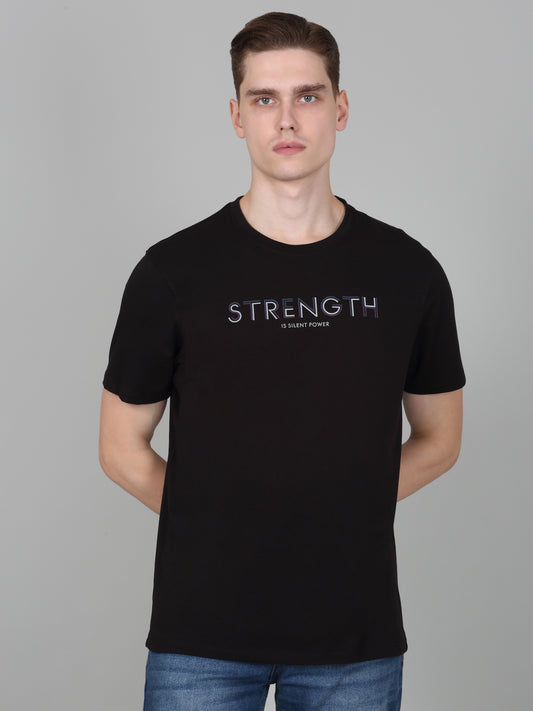 T-Shirt for Men | Breathable & Soft with Color Fastness Regular Fit Round Neck Cotton Blend Fabric Printed Pattern