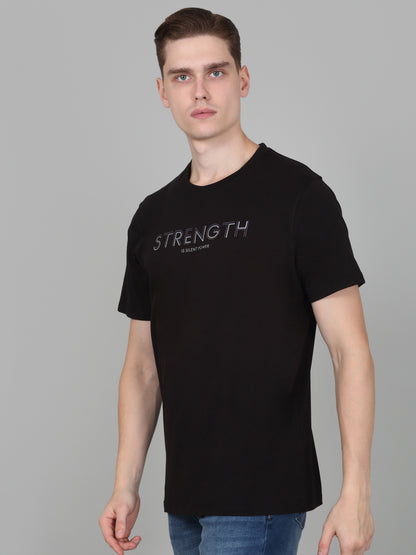 T-Shirt for Men | Breathable & Soft with Color Fastness Regular Fit Round Neck Cotton Blend Fabric Printed Pattern