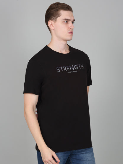 T-Shirt for Men | Breathable & Soft with Color Fastness Regular Fit Round Neck Cotton Blend Fabric Printed Pattern