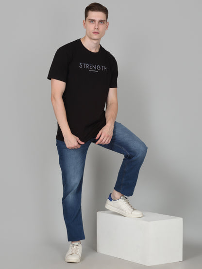 T-Shirt for Men | Breathable & Soft with Color Fastness Regular Fit Round Neck Cotton Blend Fabric Printed Pattern