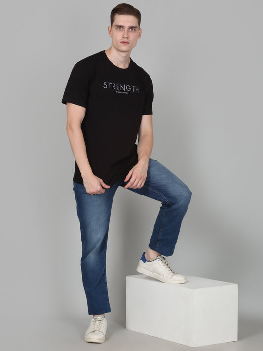 T-Shirt for Men | Breathable & Soft with Color Fastness Regular Fit Round Neck Cotton Blend Fabric Printed Pattern
