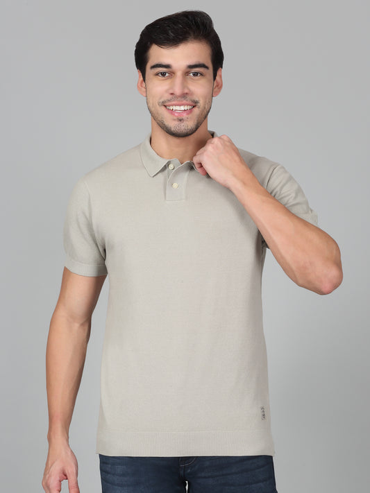T-Shirt for Men | Breathable & Soft with Color Fastness Regular Fit Polo Neck Cotton Blend Fabric Solid Pattern