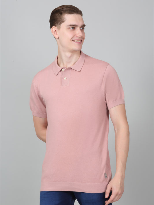 T-Shirt for Men | Breathable & Soft with Color Fastness Regular Fit Polo Neck Cotton Blend Fabric Solid Pattern