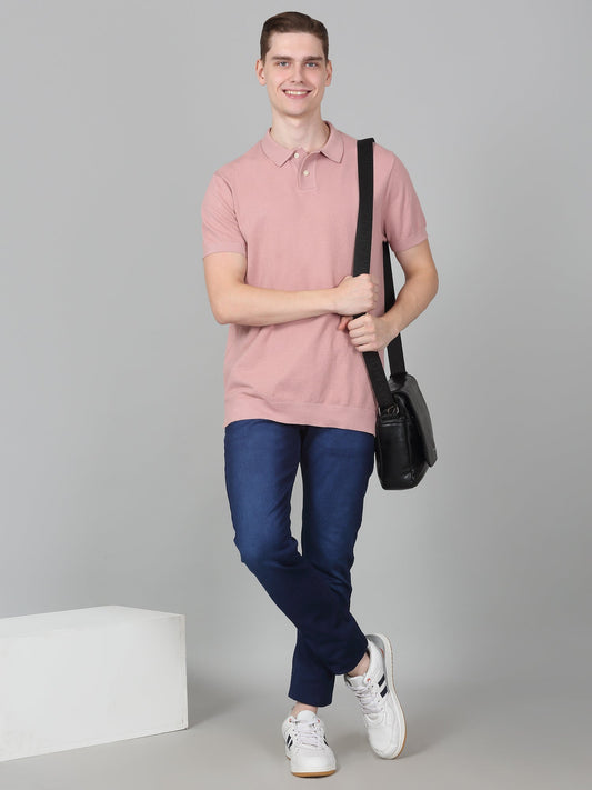 T-Shirt for Men | Breathable & Soft with Color Fastness Regular Fit Polo Neck Cotton Blend Fabric Solid Pattern