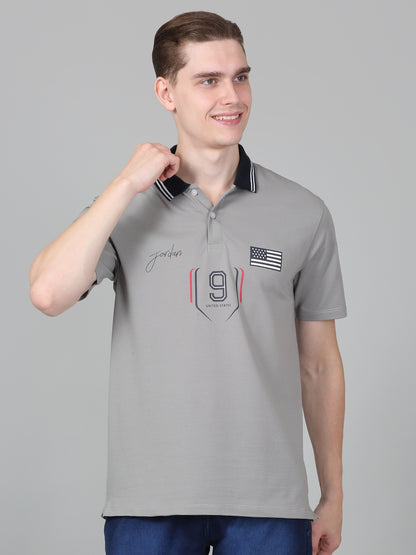 T-Shirt for Men | Breathable & Soft with Color Fastness Regular Fit Polo Neck Cotton Blend Fabric Printed Pattern