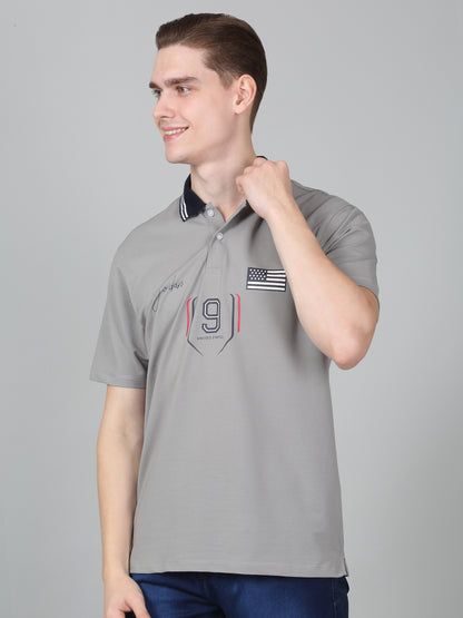 T-Shirt for Men | Breathable & Soft with Color Fastness Regular Fit Polo Neck Cotton Blend Fabric Printed Pattern