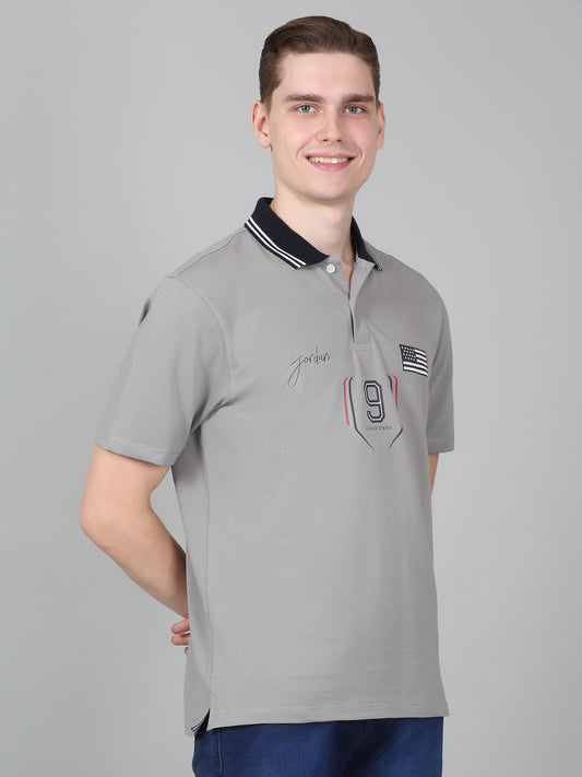 T-Shirt for Men | Breathable & Soft with Color Fastness Regular Fit Polo Neck Cotton Blend Fabric Printed Pattern