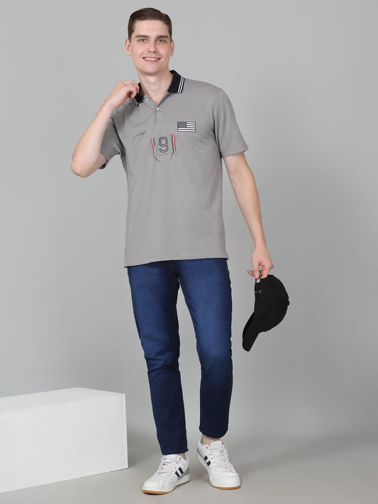 T-Shirt for Men | Breathable & Soft with Color Fastness Regular Fit Polo Neck Cotton Blend Fabric Printed Pattern