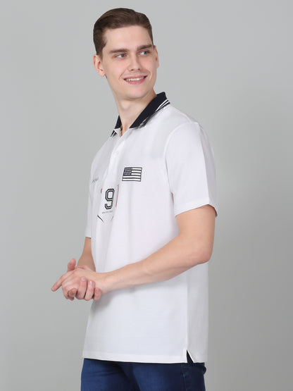 T-Shirt for Men | Breathable & Soft with Color Fastness Regular Fit Polo Neck Cotton Blend Fabric Printed Pattern