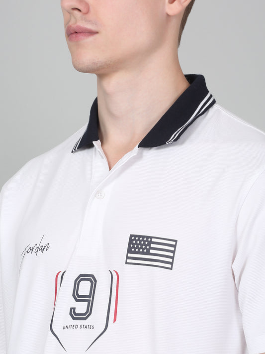 T-Shirt for Men | Breathable & Soft with Color Fastness Regular Fit Polo Neck Cotton Blend Fabric Printed Pattern