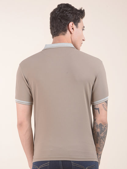 Men's Brown Solid Regular Fit Half Sleeve Casual T-Shirt