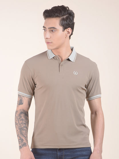 Men's Brown Solid Regular Fit Half Sleeve Casual T-Shirt