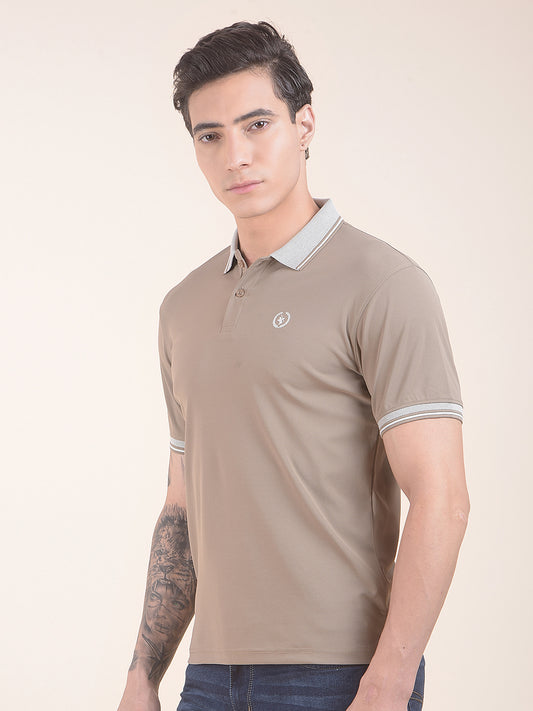 Men's Brown Solid Regular Fit Half Sleeve Casual T-Shirt