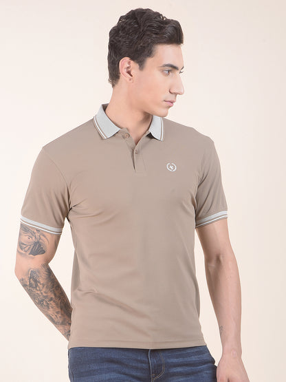 Men's Brown Solid Regular Fit Half Sleeve Casual T-Shirt