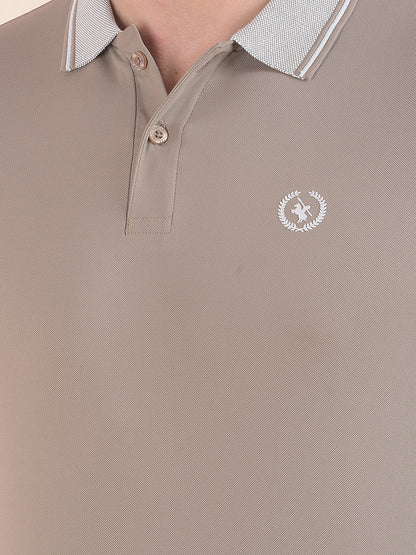 Men's Brown Solid Regular Fit Half Sleeve Casual T-Shirt