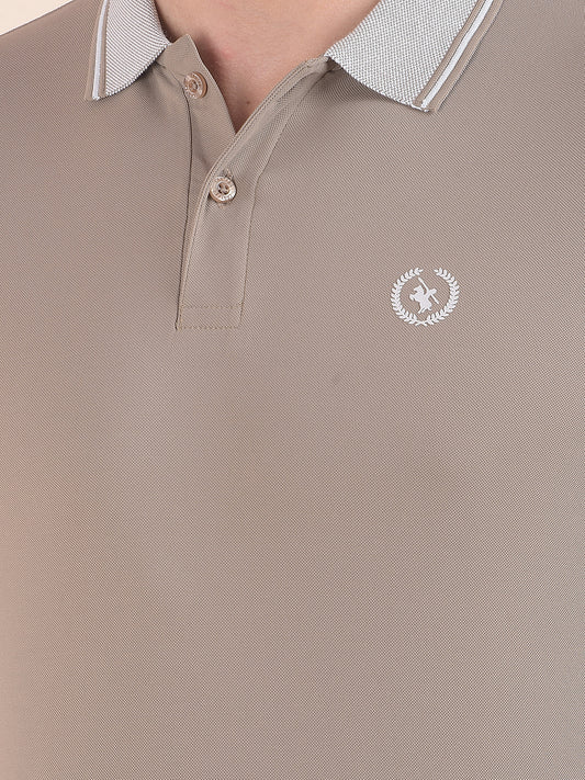 Men's Brown Solid Regular Fit Half Sleeve Casual T-Shirt