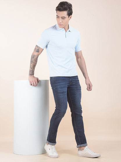Men's Sky Solid Regular Fit Sleeveless Casual T-Shirt