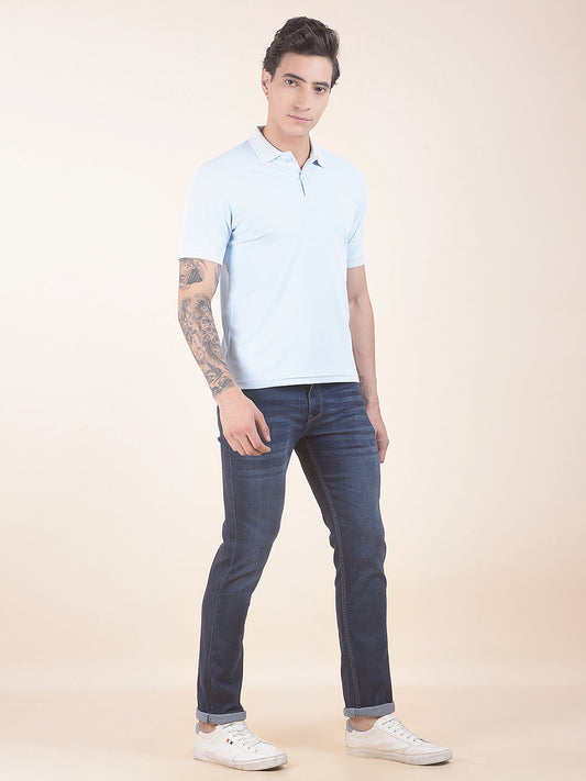 Men's Sky Solid Regular Fit Sleeveless Casual T-Shirt