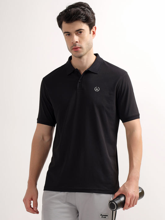 T-Shirt for Men | Breathable & Soft with Color Fastness Regular Fit Polo Neck Polyester Fabric Solid Pattern