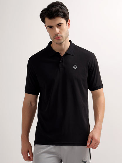 T-Shirt for Men | Breathable & Soft with Color Fastness Regular Fit Polo Neck Polyester Fabric Solid Pattern