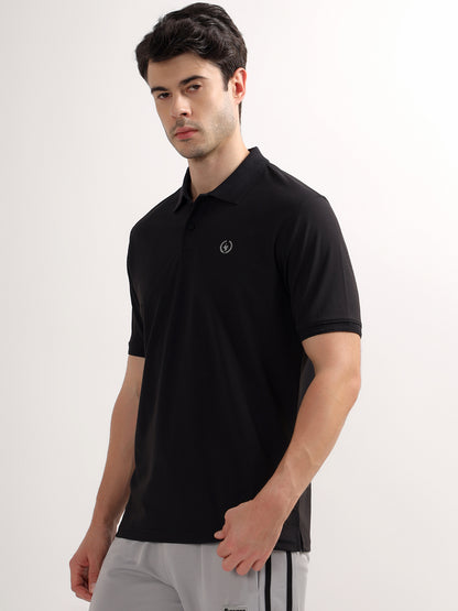 T-Shirt for Men | Breathable & Soft with Color Fastness Regular Fit Polo Neck Polyester Fabric Solid Pattern