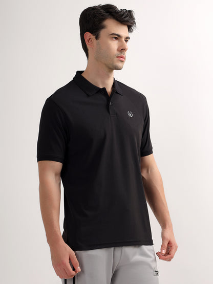 T-Shirt for Men | Breathable & Soft with Color Fastness Regular Fit Polo Neck Polyester Fabric Solid Pattern