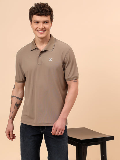 T-Shirt for Men | Breathable & Soft with Color Fastness Regular Fit Polo Neck Polyester Fabric Solid Pattern