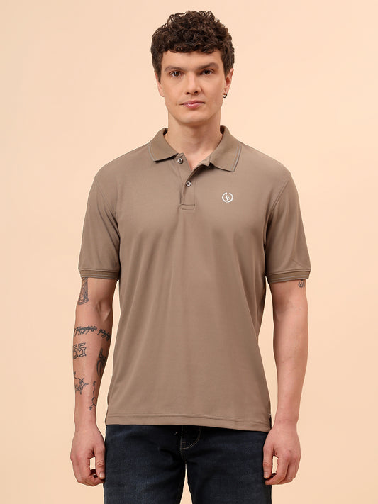 T-Shirt for Men | Breathable & Soft with Color Fastness Regular Fit Polo Neck Polyester Fabric Solid Pattern