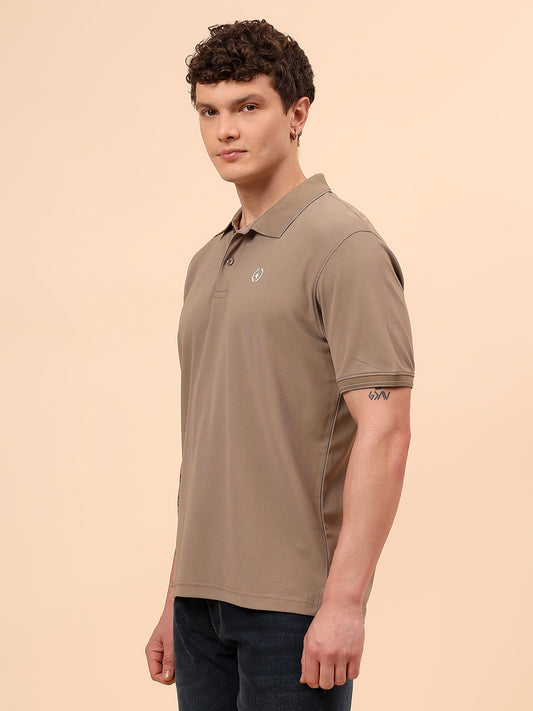 T-Shirt for Men | Breathable & Soft with Color Fastness Regular Fit Polo Neck Polyester Fabric Solid Pattern