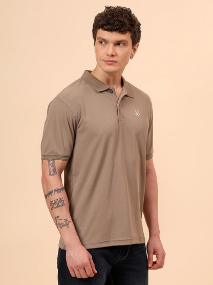 T-Shirt for Men | Breathable & Soft with Color Fastness Regular Fit Polo Neck Polyester Fabric Solid Pattern